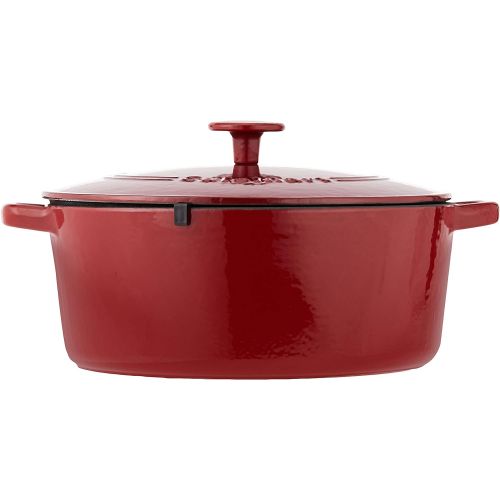  Cuisinart Chefs Classic Enameled Cast Iron 7-Quart Round Covered Casserole, Cardinal Red