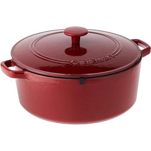  Cuisinart Chefs Classic Enameled Cast Iron 7-Quart Round Covered Casserole, Cardinal Red