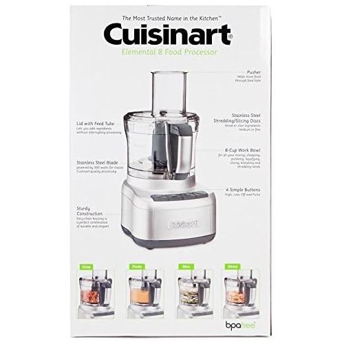  Cuisinart FP-8SV Elemental 8 Cup Food Processor, Silver