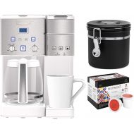 Cuisinart SS-15W 12-Cup Coffeemaker Single-Serve Brewer (White) with Coffee Canister and Colombian Roast K-Cups Bundle (3 Items)