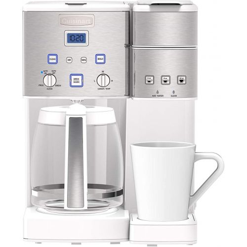 Cuisinart SS-15W 12-Cup Coffeemaker Single-Serve Brewer (White) with Coffee Canister and Colombian Roast K-Cups Bundle (3 Items)