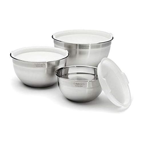  Cuisinart Set of 3 Stainless Steel Mixing Bowls with Lids