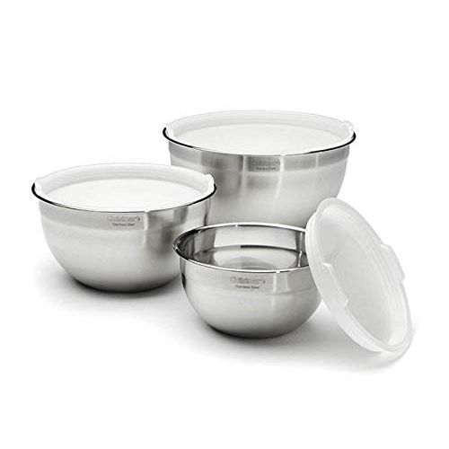  Cuisinart Set of 3 Stainless Steel Mixing Bowls with Lids