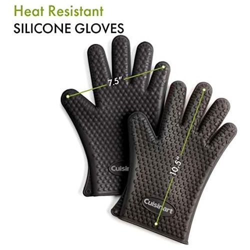  Cuisinart CGM-520 Heat Resistant Silicone Gloves, Black (2-Pack)