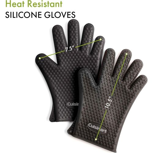  Cuisinart CGM-520 Heat Resistant Silicone Gloves, Black (2-Pack)