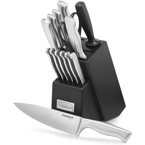  Cuisinart Dishwasher Safe Hard-Anodized 11-Piece Cookware Set, Black & C77SS-15PK 15-Piece Stainless Steel Hollow Handle Block Set