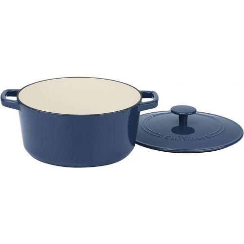  Cuisinart CI650-25BG 5 Qt Round Cast Iron Casserole, Covered, Enameled Provencial Blue