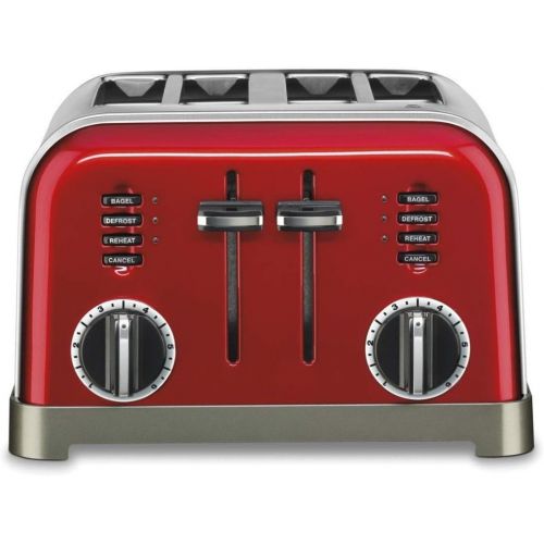  Cuisinart CPT-180MR 4-Slice Metal Classic Toaster (Metallic Red) with 8-Inch Bread Knife and Wooden Bread Board Bundle (3 Items)