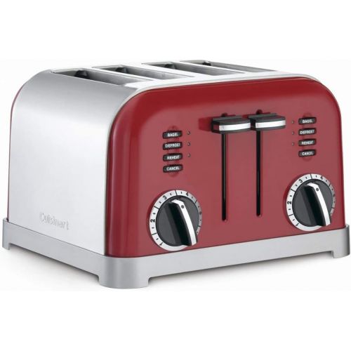  Cuisinart CPT-180MR 4-Slice Metal Classic Toaster (Metallic Red) with 8-Inch Bread Knife and Wooden Bread Board Bundle (3 Items)