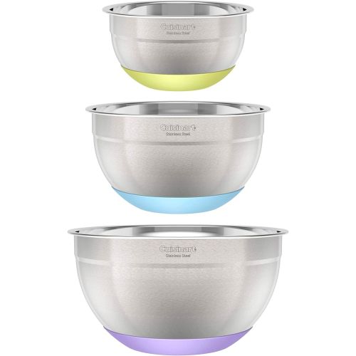  Cuisinart 3-Piece Stainless Steel Mixing Bowls with Nonslip Base, 1.5qt, 3qt & 5qt