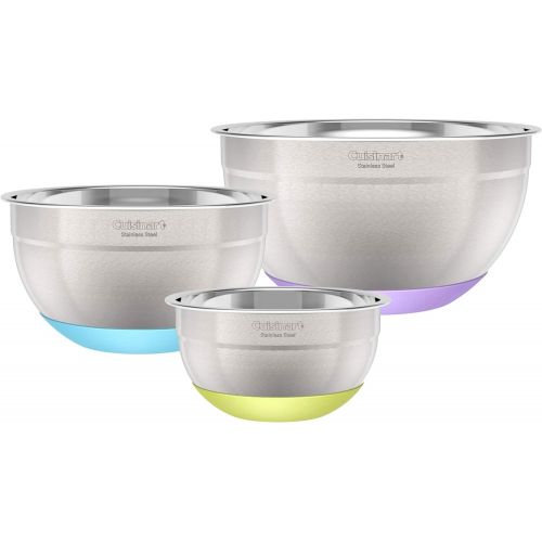  Cuisinart 3-Piece Stainless Steel Mixing Bowls with Nonslip Base, 1.5qt, 3qt & 5qt