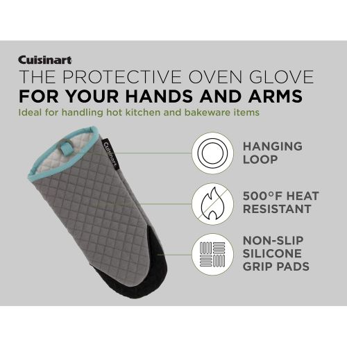  Cuisinart Quilted Oven Mitts, Set of 2 ? Heat Resistant Oven Gloves with Silicone Non-Slip Grip, Convenient Hanging Loop, and Insulated Pockets ? Ideal for Handling Hot Cookware ?