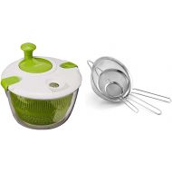 Cuisinart CTG-00-SAS Salad Spinner, Green and White & CTG-00-3MS Set of 3 Fine Mesh Stainless Steel Strainers