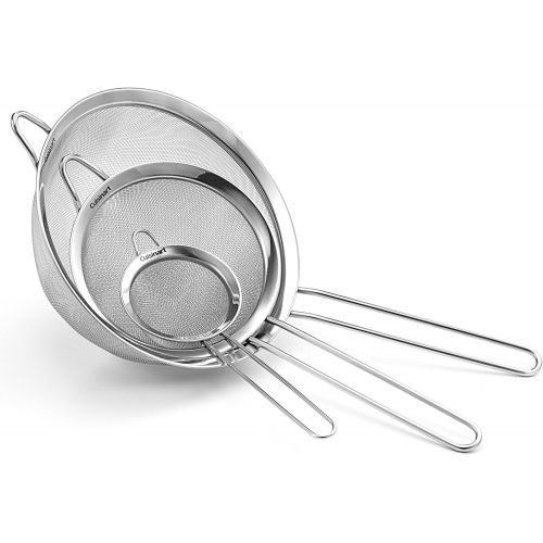  Cuisinart CTG-00-SAS Salad Spinner, Green and White & CTG-00-3MS Set of 3 Fine Mesh Stainless Steel Strainers