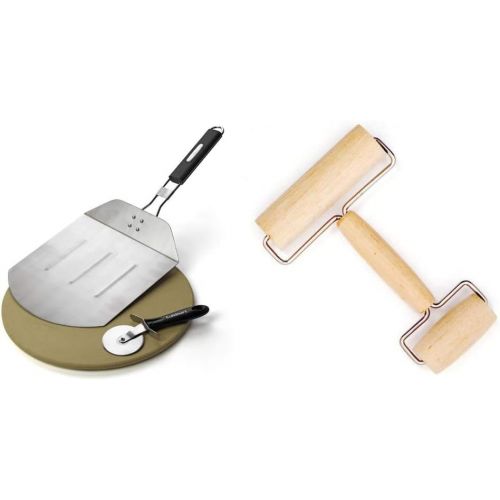  Cuisinart CPS-445, 3-Piece Pizza Grilling Set, Stainless Steel & Norpro Wood Pastry/Pizza Roller