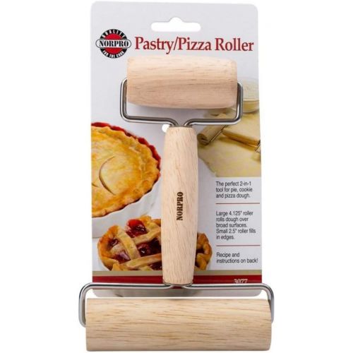  Cuisinart CPS-445, 3-Piece Pizza Grilling Set, Stainless Steel & Norpro Wood Pastry/Pizza Roller