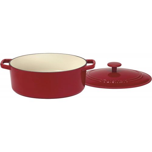  Cuisinart Chefs Classic Enameled Cast Iron 5-1/2-Quart Oval Covered Casserole, Cardinal Red