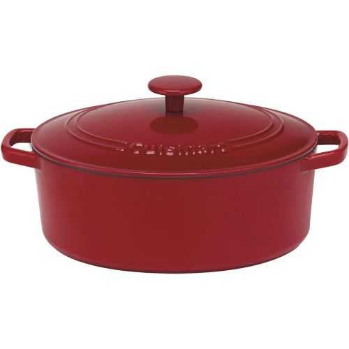  Cuisinart Chefs Classic Enameled Cast Iron 5-1/2-Quart Oval Covered Casserole, Cardinal Red