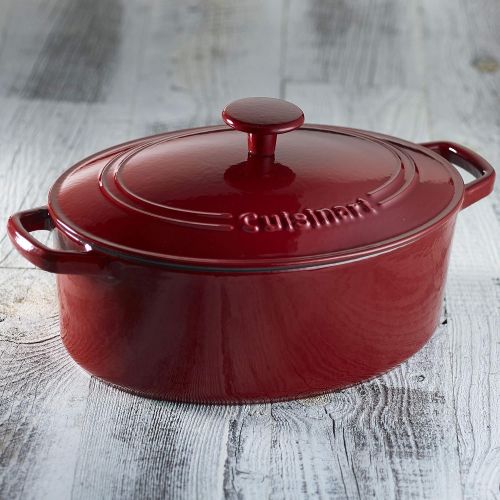  Cuisinart Chefs Classic Enameled Cast Iron 5-1/2-Quart Oval Covered Casserole, Cardinal Red
