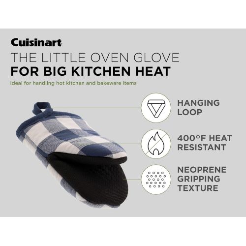  Cuisinart Neoprene Mini Oven Mitts, 2pk ? Heat Resistant Pot Holders to Protect Hands with Non-Slip Grip and Hanging Loop ? Ideal for Handling Hot Cookware ? Buffalo Check, Bering