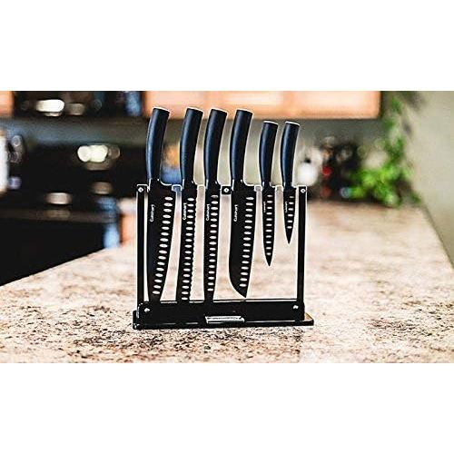  Cuisinart C77NS-7P Classic Nonstick Edge Collection 7-Piece Cutlery Knife Set with Acrylic Stand, Black