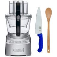 Cuisinart FP-12DCN Elite Collection 12-Cup Food Processor (Die Cast) with Bamboo Spoon and Chef Knife Bundle (3 Items)