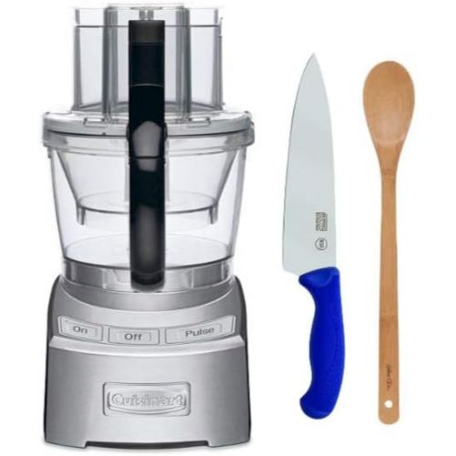  Cuisinart FP-12DCN Elite Collection 12-Cup Food Processor (Die Cast) with Bamboo Spoon and Chef Knife Bundle (3 Items)