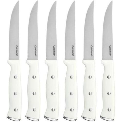  CUISINART Triple Rivet Steak Knife Set, White (6-Piece)