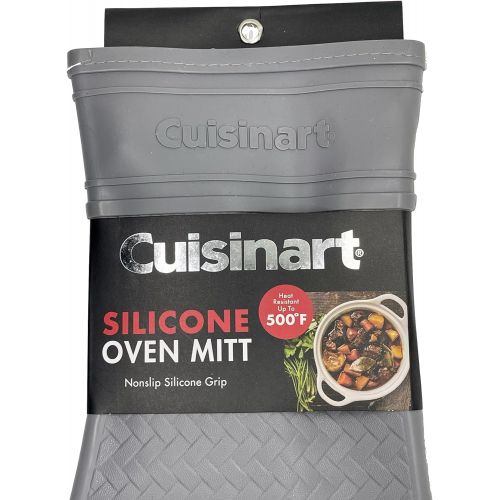  Cuisinart Silicone Oven Mitts, 2pk - Heat Resistant Silicone Oven Gloves to Safely Handle Hot Cookware Items - Flexible, Waterproof Silicone Gloves with Non-Slip Grip and Insulated