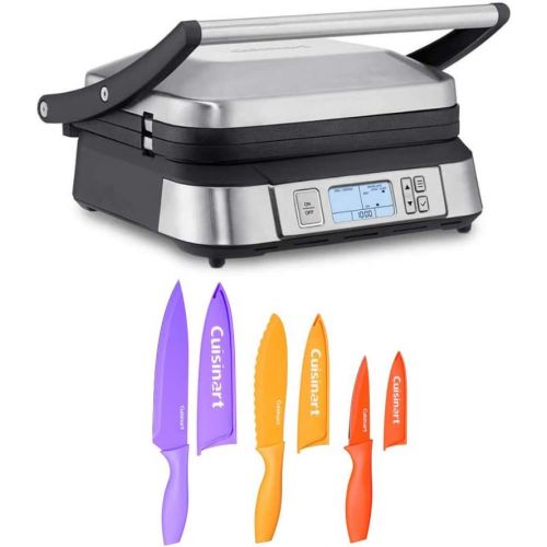  Cuisinart GR-6S Smoke-less Contact Griddler Bundle with 6-Piece Nonstick Color Chef Knife Set (2 Items)