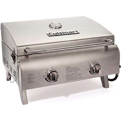  Cuisinart CGG-306 Chefs Style Propane Tabletop Grill, Two-Burner, Stainless Steel & CNW-328 11-Inch, Non-Stick Grill Wok, 11 x 11