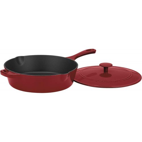  Cuisinart Chefs Classic Enameled Cast Iron 12-Inch Chicken Fryer with Cover, Cardinal Red