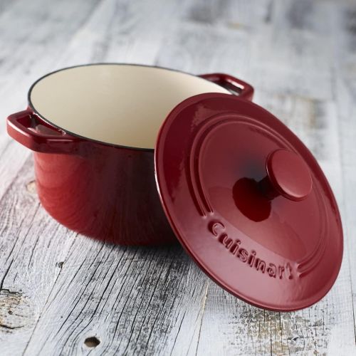  Cuisinart Chefs Classic Enameled Cast Iron 3-Quart Round Covered Casserole, Cardinal Red