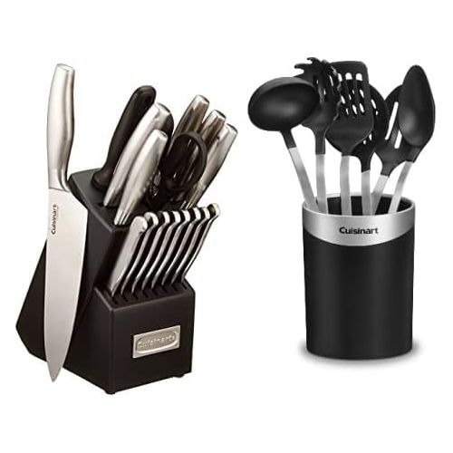  Cuisinart C77SS-17P 17-Piece Artiste Collection Cutlery Knife Block Set, Stainless Steel & CTG-00-BCR7 Barrel Crock with Tools, Set of 7