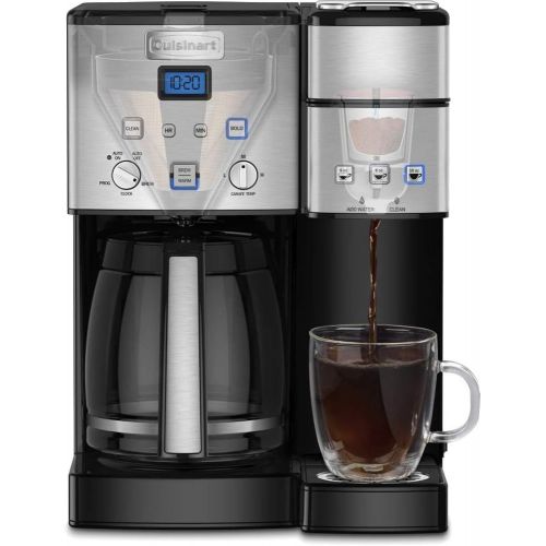  Cuisinart SS-15 12-Cup Coffee Maker and Single-Serve Brewer, Stainless Steel with Support Extension