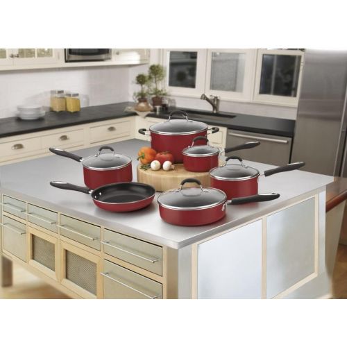  Cuisinart 55-11R Advantage Nonstick 11-Piece Cookware Set, Red