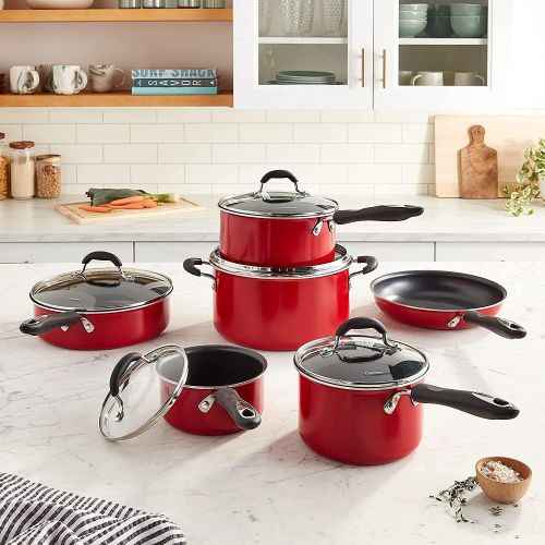  Cuisinart 55-11R Advantage Nonstick 11-Piece Cookware Set, Red