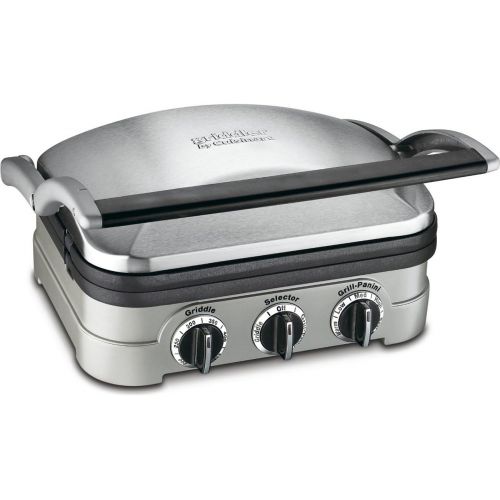  Cuisinart 5-in-1 Grill Griddler Panini Maker Bundle with Waffle Attachment (GR-4N) - Includes Grill and Waffle Plates