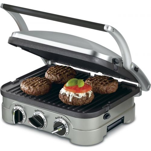  Cuisinart 5-in-1 Grill Griddler Panini Maker Bundle with Waffle Attachment (GR-4N) - Includes Grill and Waffle Plates