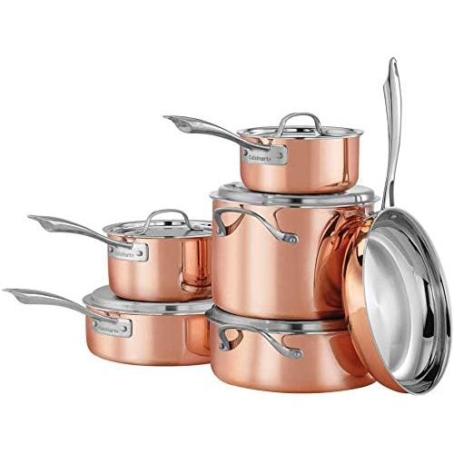  Cuisinart CTPG-11PC Copper Tri-Ply Stainless Steel Lids 11-Piece Aluminum Core Cookware Set