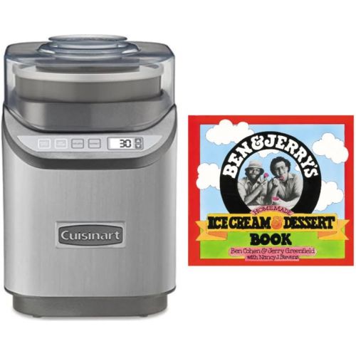  Cuisinart ICE-70 Electronic Ice Cream Maker, Brushed Chrome,with Homemade Ice Cream & Dessert Book Bundle (2 Items)