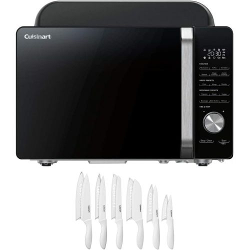  Cuisinart AMW-60 3-in-1 Microwave AirFryer Oven Bundle Advantage 12-Piece White Knife Set with Blade Guards