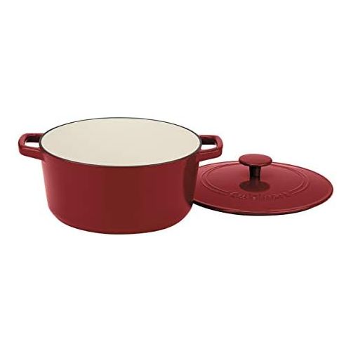  Cuisinart Chefs Classic Enameled Cast Iron 5-Quart Round Covered Casserole, Cardinal Red