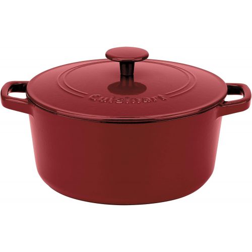  Cuisinart Chefs Classic Enameled Cast Iron 5-Quart Round Covered Casserole, Cardinal Red