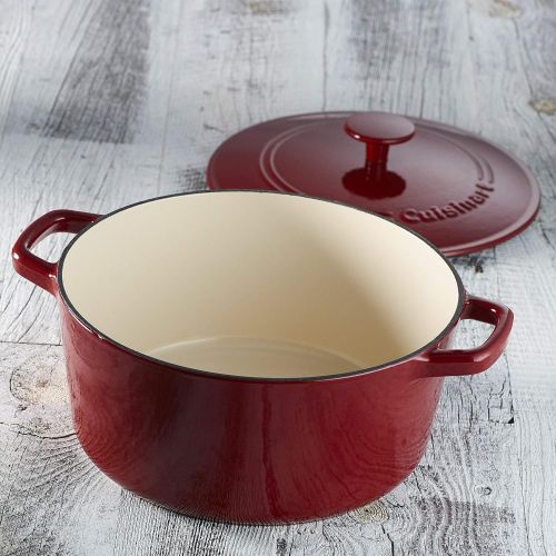  Cuisinart Chefs Classic Enameled Cast Iron 5-Quart Round Covered Casserole, Cardinal Red