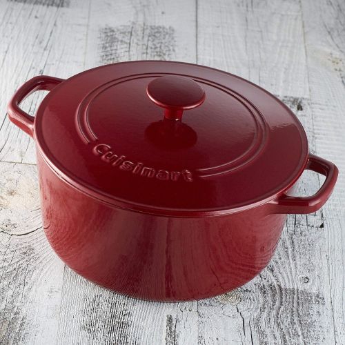  Cuisinart Chefs Classic Enameled Cast Iron 5-Quart Round Covered Casserole, Cardinal Red