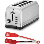 Cuisinart CPT-2500 2-Slice Long Slot Toaster (Silver) with 8-Inch Nylon Flipper Tongs Bundle (2 Items)
