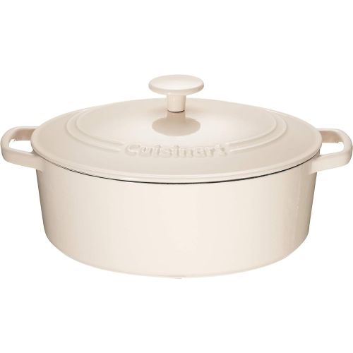  Cuisinart Chefs Classic Enameled Cast Iron 5.5-Quart Oval Covered Casserole, Enameled Cream