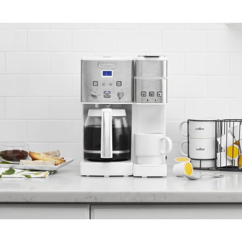  Cuisinart SS-15W Maker Coffee Center 12-Cup Coffeemaker and Single-Serve Brewer, White Stainless Steel