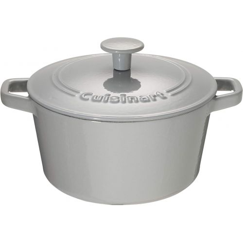  Cuisinart Chefs Classic Enameled Cast Iron 3-Quart Round Covered Casserole, Enameled Cool Grey